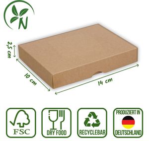 Faltschachtel 10 x 14 x 2,5 cm, Braun, mit Deckel, Jade Kraftkarton - 10er Set