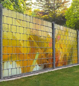 Zaunsichtschutz Abstraktes Gemälde mit gelben Pinselstrichen, groesse_zaun:Teil2 - 250x180cm