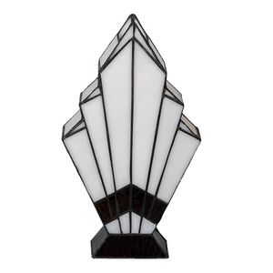 LumiLamp Tiffany Tischlampe 30 cm Weiß Glas Schreibtischlampe Tiffany Tiffany Lampe