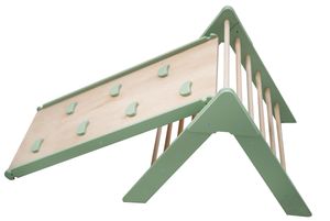 Kletterdreieck, Klettergerüst aus Holz für Kinder Sprossendreieck, Kinderrutsche | Grün