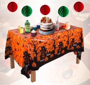220X130CM Halloween Tischdecke aus Kunststoff, Orange Gartentischdecke Tischdecke