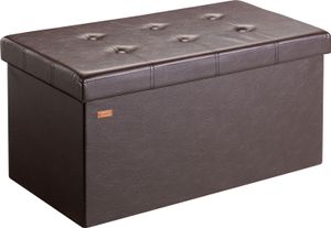 CASARIA® Sitzbank mit Stauraum Faltbar Braun 80x40x40cm Gepolstert Deckel Kunstleder Schlafzimmer Wohnzimmer Flur Sitztruhe Truhenbank Polsterbank
