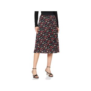 COMMA Plissee-Rock sommerlicher Damen Midi-Rock mit floralem Allover-Muster Schwarz, Größe:S
