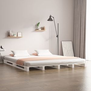 vidaXL Palettenbett Weiß 200x200 cm Massivholz Kiefer - Palettenbett - Palettenbetten - Paletten Bett - Paletten Betten