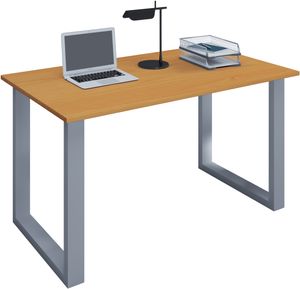 VCM Holz Schreibtisch Computertisch Arbeitstisch Büromöbel Lona U Alu Silber Buche