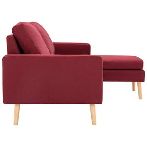 【Möbel Design ❀】 3-Sitzer-Sofa mit Hocker Weinrot Stoff, Wohnlandschaft-Sofa, Couch, Relaxsofa Moderne