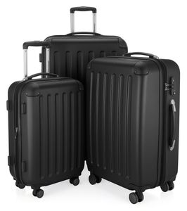 HAUPTSTADTKOFFER - Spree - Sada 3 pevných kufrů Sada cestovních kufrů, TSA, 4 kolečka, S M & L, ,Black