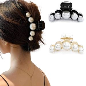 Haarklammern Schwarz Haarspangen Haarspangen Perlen Haarklammern Haarschmuck für Frauen und Mädchen (2 Stück) (A)