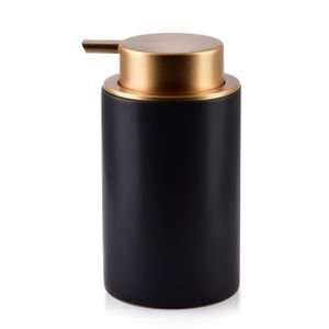 Seifenspender 320 ml aus Keramik schwarz / gold 14,5cm x 7,8cm x 7,8cm Badezimmer Deko