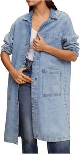 Damen Mango Trench Jeansjacke lang oversize XS