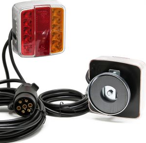 Wiltec LED Rückleuchte mit Magneten 7-polig 12V, Adapter für PKW Anhänger, Anhängersteckdose mit E11-, Anhängerbeleuchtung