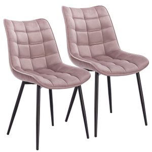 WOLTU Esszimmerstühle 2er-Set, Polsterstuhl mit Rückenlehne, bis 120 kg belastbar, Sitzfläche aus Samt, Metallbeine, Rosa