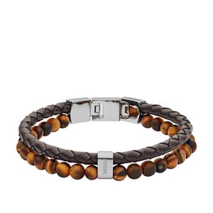 Fossil JF03118040 Armband Herren Vintage Casual Tigerauge Leder Braun