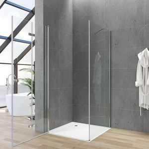 Duschkabine 75x90x187 cm Faltbare Dusche mit Seitenwand Klarglas Chromoptik