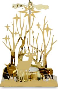 Weihnachts-Kerzen-Drehspiel Waldszene Goldfarben aus Edelstahl