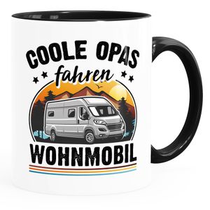 Kaffee-Tasse Camping coole Opas fahren Wohnmobil Geschenk für Großvater Campingfan Spruch lustig Moonworks® weiß-innen-schwarz standard