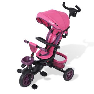 Daliya® 5in1 Dreirad Kinderdreirad Kinder Lenkstange Fahrrad Baby Kinderwagen Buggy Vollgummiräder (Aufbau ohne Schrauben ) - Pink