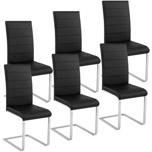 tectake 6 houpacích židlí, Imitace kůže - černá