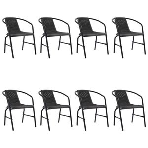 Gartenstühle 8 Stk. Rattan-Optik Kunststoff und Stahl 110 kg , Gartenstühle Design 2024