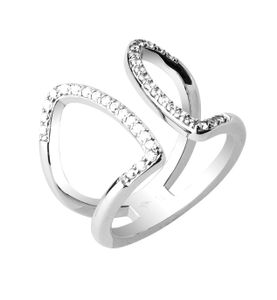 Joop Damen Ring Edelstahl Silber Zirkonia Refined JPRG00011A1, Ringgröße:56 (17.8 mm Ø)