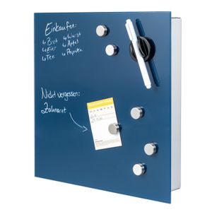 bremermann Schlüsselkasten XL blauer Glasfront, 13 Haken, Korpus Metall grau