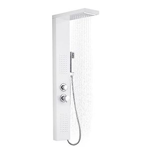 TRMLBE Sprchový panel 4 v 1 Multifunkčný sprchový systém Rain Shower Set 304 Sprchový set z nehrdzavejúcej ocele s ručnou sprchou Masážna sprcha Vodopádová sprcha a dažďová sprcha, biela