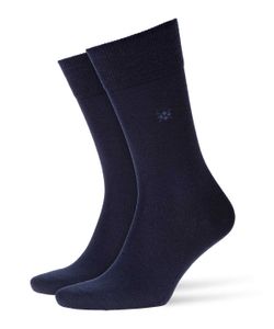 Burlington Herren Socken LEEDS - Schurwolle, Logo, Uni, One Size, 40-46 marine