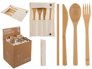 Besteckset aus Bambus, 4-teiliges Set,