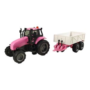 Kids Globe Die Cast Traktor mit Anhänger in rosa