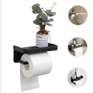 Toilettenpapierhalter, Kein Bohren mit 2 Befestigungsoptioneund Ablage, Wandmontage