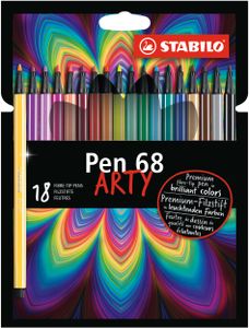 Premium-Filzstift - STABILO Pen 68 - ARTY - 18er Pack mit Hängelasche - mit 18 verschiedenen Farben