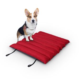 Hundematte 85x70cm ( Rot ) - Outdoor - wasserabweisend & atmungsaktiv - Hundebett gepolstert - waschbares Hundekissen für draußen