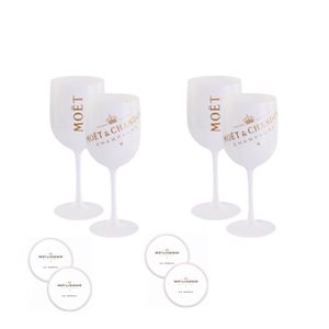 Moët & Chandon Champagnergläser ICE IMPERIAL 450ml aus Acryl Set mit 4 Gläsern inkl. Untersetzer