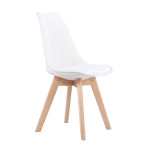 IPOTIUS 1er Set Esszimmerstühle mit Massivholz Buche Bein, Skandinavisch Design Gepolsterter Küchenstühle Stuhl Holz, Weiß