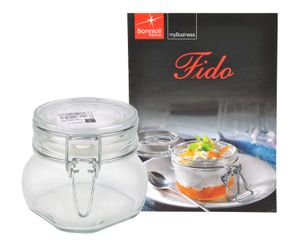 Einmachglas Bügelverschluss Original Fido 0,5L incl. Bormioli Rezeptheft