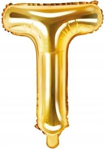 Balon foliowy złoty 35 cm litera T