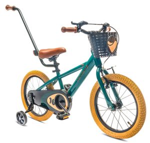 Detský bicykel pre chlapcov 16 palcov tréningové kolesá košík zvonček Verdant Rowan zelená