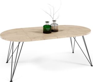 Runder Ausziehbarer Esstisch - Loft Style Tisch mit Metallbeinen - 100 bis 180 cm - Industrieller Quadratischer Tisch für Wohnzimmer - Spacesaver - Eiche Craft - 100 cm