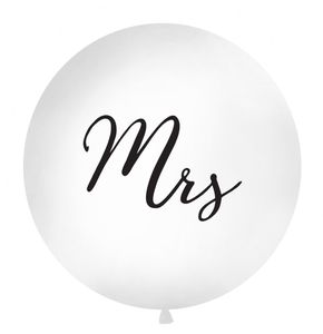 Riesenballon mit Aufdruck Mrs 1m weiß / schwarz