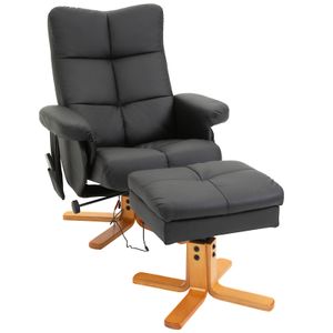 HOMCOM Massagesessel mit Fußhocker Relaxsessel Fernsehsessel TV Sessel 145°-Neigung Kunstleder Schwarz 80 x 86 x 99 cm