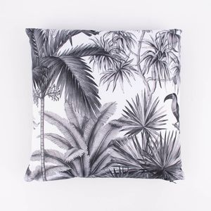Outdoor Kissen Dschungel Palmenblätter weiß schwarz 45x45cm
