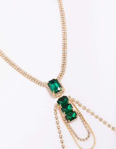 Gold Diamante &amp; Smaragd Stein Tropfen Halskette