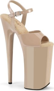 BEYOND-009 Pleaser vegane High Heels Stiletto Plateausandaletten hautfarben Lack