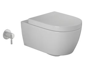 SSWW Spülrandloses Taharet WC inkl. abnehmbarer Softclose Sitz & Beschichtung Dusch-WC Intimdusche Toilette mit Bidetfunktion Shattaf