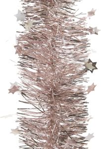 Weihnachtsgirlande Lametta mit Sternen 9cm x 2,7m - Rosa