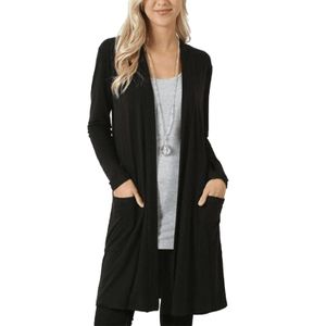 Damen Plus Size Strick Wasserfall Cardigans Mantel Langarm Jacke Outwear,Farbe: Schwarz,Größe:XXL