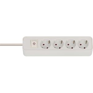 Brennenstuhl Steckdosenleiste 4-fach (Mehrfachsteckdose mit Schalter, Flachstecker und 1,4m Kabel) weiß