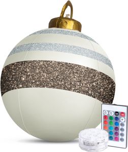 Weihnachtsbeleuchtung Outdoor mit Batterien - Riesige beleuchtete Weihnachtskugel 60 cm - Weiß/Braun - RGB-Farben + Fernbedienung
