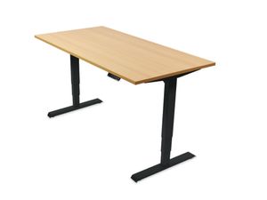Ergotopia elektrisch höhenverstellbarer Schreibtisch / Ergonomischer Steh-Sitz Tisch mit Memory-Funktion (Buche, 120x80cm, Gestell Schwarz)