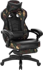WOLTU Gaming Stuhl Racing Stuhl Bürostuhl Chefsessel mit Kopfstütze und Lendenkissen, mit Fußstütze, Kunstleder+Stoff, Camouflage, BS71cm